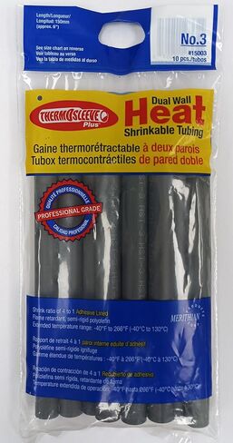 أنابيب ThermOsleeve Plus شبه صلبة، مزدوجة الجدار قابلة للانكماش بالحرارة (قطر 0.427 بوصة - طول 6 بوصة) 10 قطع - نسبة الانكماش 4:1 in Kuwait