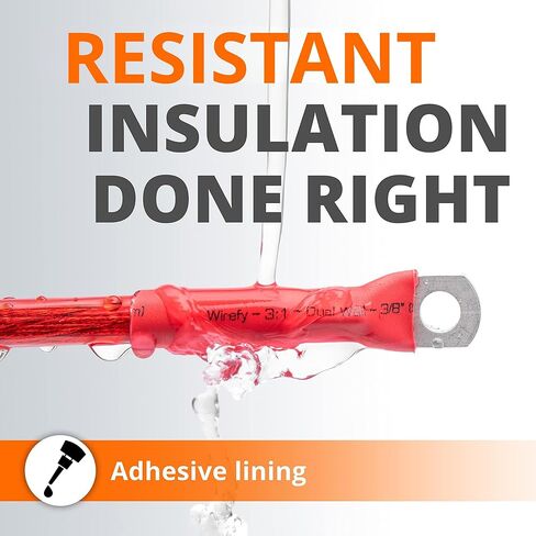 Wirefy 1 "أنابيب الانكماش الحراري - قطر كبير - نسبة 3: 1 - مبطنة بمادة لاصقة - أنابيب صناعية قابلة للانكماش بالحرارة - أحمر - لفة 50 قدم in Kuwait