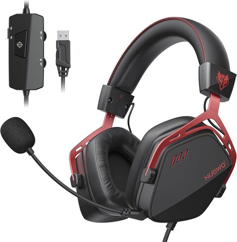 NUBWO HG03 USB Gaming Headset with 7.1 Surround and FPS Sound, Wired Headphones with Noise Canceling Mic, Comfortable Design for PC, Laptop - White Petal in Kuwait