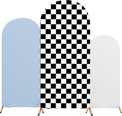 Arch Backdrop Cover Set of 3 Wedding Arch Covers Spandex Backdrop Stand 4ft, 5ft, 6ft for Wedding Birthday Banquet Boy Girl Ceremony Decoration (Blue,Fast Party) in Saudi Arabia