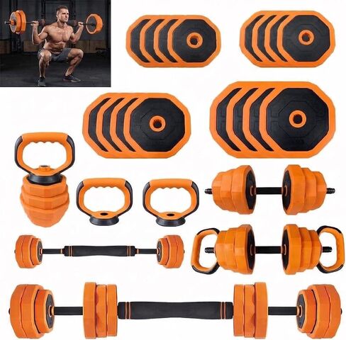 دمبل قابل للتعديل، مجموعة وزن حر 44/66/88 رطل مع موصل، مجموعة دمبل 4 في 1 تستخدم كحديد، أجراس كيتل، حامل رفع للجيم المنزلي in Kuwait