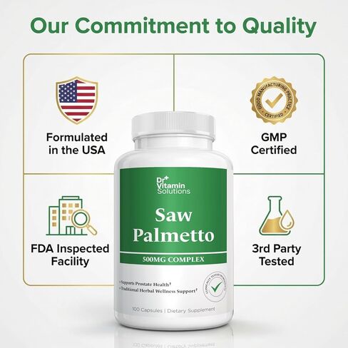 مركب دكتور فيتامين سو بالميتو 500 مجم، مستخلص 45%، 100 كبسولة، مكمل عشبي غير معدل وراثيًا لدعم صحة الرجال in Kuwait