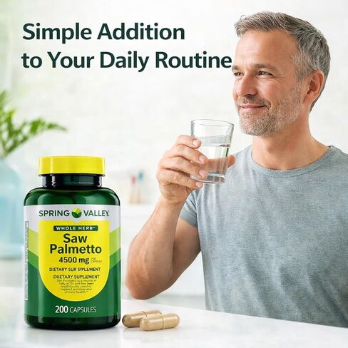 كبسولات H4U سبرينج فالي العشبية الكاملة بالميتو المنشاري 450 مجم، مكمل عشبي لدعم صحة الرجال والصحة البولية، 200 كبسولة in Kuwait