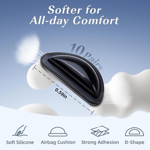 Eyeglass Nose Pads Compatible with Ray-Ban Meta & More,10 Pairs Anti-Slip Silicone Nose Pads for Glasses, 2.5mm Heighten Airbag Cushions, Comfortable Adhesive Glasses Nose Pad in Kuwait