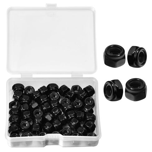 50Pcs M4 x 0.7mm Locknuts, Metric Self-Lock Nylon Inserted Hex Lock Nuts Black Zinc Plated 304 Stainless Steel Self Clinching Nut for Auto, Machine, Furniture, Tiny Nut with Storage Box in Saudi Arabia