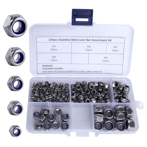 50Pcs M4 x 0.7mm Locknuts, Metric Self-Lock Nylon Inserted Hex Lock Nuts Black Zinc Plated 304 Stainless Steel Self Clinching Nut for Auto, Machine, Furniture, Tiny Nut with Storage Box in Saudi Arabia