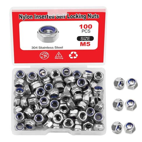 50Pcs M4 x 0.7mm Locknuts, Metric Self-Lock Nylon Inserted Hex Lock Nuts Black Zinc Plated 304 Stainless Steel Self Clinching Nut for Auto, Machine, Furniture, Tiny Nut with Storage Box in Saudi Arabia