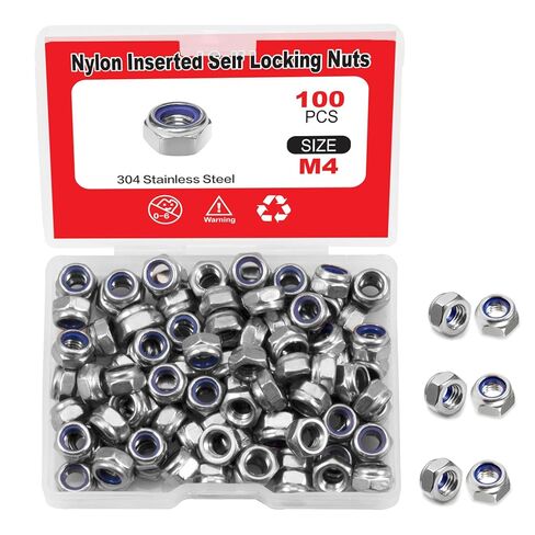 50Pcs M4 x 0.7mm Locknuts, Metric Self-Lock Nylon Inserted Hex Lock Nuts Black Zinc Plated 304 Stainless Steel Self Clinching Nut for Auto, Machine, Furniture, Tiny Nut with Storage Box in Saudi Arabia