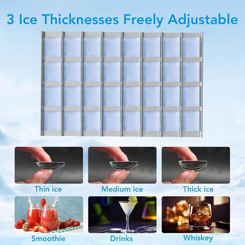 COWSAR Commercial Crescent Ice Maker Machine 120Lbs/24H, Ready in 12Mins, Undercounter Ice Makers with 26Lbs Storage Capacity, Self-Cleaning Freestanding Crescent Ice Machine for Whiskey/Coffee/Drinks in Kuwait