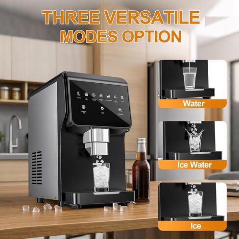 Countertop Nugget Ice Maker with Water Dispenser – 60 lbs/Day, 5 lbs Bin, Soft Chewable Ice Machine, Self-Cleaning Stainless Steel Ice Maker for Home, Kitchen, Bar, Office in Saudi Arabia