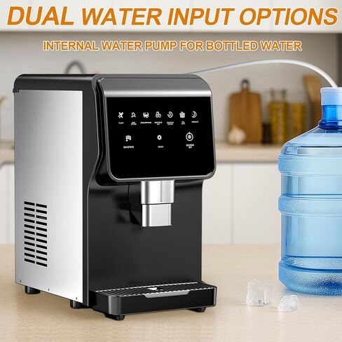 Countertop Nugget Ice Maker with Water Dispenser – 60 lbs/Day, 5 lbs Bin, Soft Chewable Ice Machine, Self-Cleaning Stainless Steel Ice Maker for Home, Kitchen, Bar, Office in Saudi Arabia