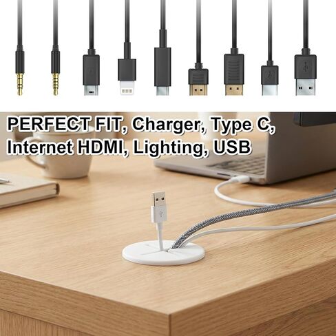 12 Pcs 1" Cable Cord Grommet Rubber Wire Grommets Desk Grommet White Desk Hole Cover for Cables Wire Hole Covers Furniture Desks Wall Holes Cover for Home Office Table Cable(White) in Saudi Arabia