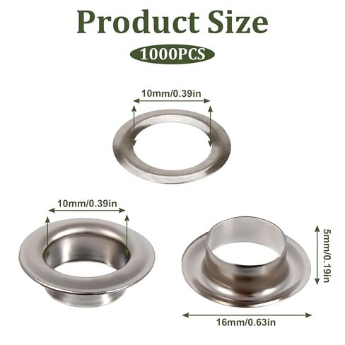 1000pcs Grommets Eyelets 3/8 Inch Metal Washers and Grommets Kit for Grommet Tool 10mm Grommets for Banners, Poster, Curtains, Clothes, Shoes, Leather, Canvas, Fabric, Belt Punching, Paper Crafts in Saudi Arabia