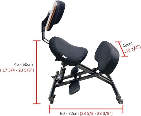 Saddle Chair Ergonomic Office Saddle Kneeling Chair with Mesh Pad, Black Lab Rolling Angled Chair Steel Frame, Home/Shop/Classroom Adjustable Stool in Saudi Arabia