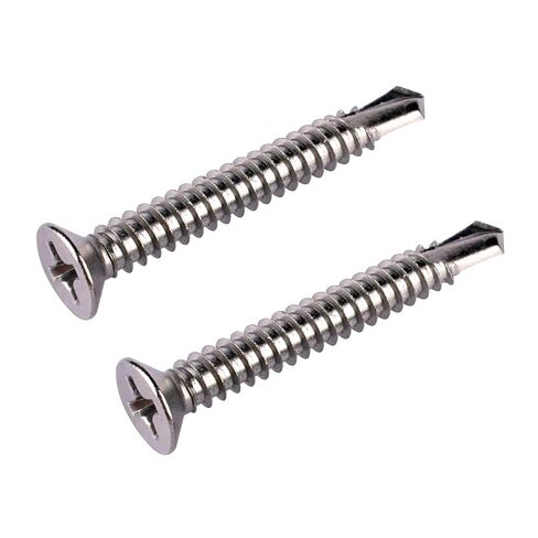 #10x2 "الصفائح المعدنية مسامير الحفر الذاتي 410 الفولاذ المقاوم للصدأ فيليبس غاطسة رئيس مسطح برغي حافر ذاتيًا 50 قطعة in Kuwait