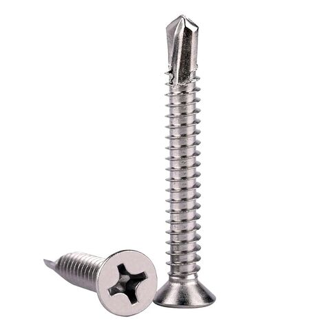 #10x2 "الصفائح المعدنية مسامير الحفر الذاتي 410 الفولاذ المقاوم للصدأ فيليبس غاطسة رئيس مسطح برغي حافر ذاتيًا 50 قطعة in Kuwait