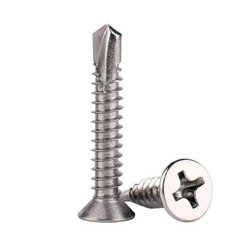 #10x2 "الصفائح المعدنية مسامير الحفر الذاتي 410 الفولاذ المقاوم للصدأ فيليبس غاطسة رئيس مسطح برغي حافر ذاتيًا 50 قطعة in Kuwait