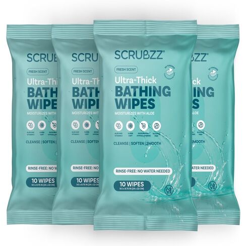مناديل حمام كبيرة إضافية للبالغين الذين يستحمون لا شطف - 80 مناديل تطهير الجسم يمكن التخلص منها للرجال والنساء والمسنين - رائع للصالة الرياضية والتخييم والجراحة - مناديل الدش in Kuwait