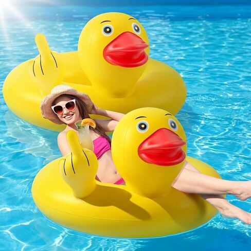 Hungdao 2 PCS Funny Duck Pool عوامات كبيرة 39.4 '' Rubber Ducks Floatie قابلة للنفخ أنبوب حلقة العملاقة لصيف شاطئ البليار in Saudi Arabia