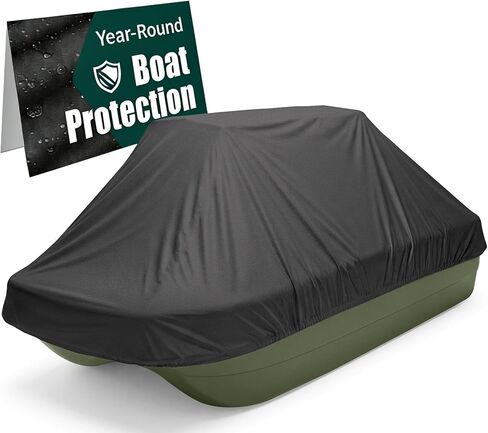 Pond Boat Cover for 8-10 ft Pond Prowler & Bass Raider Boats, Heavy Duty 900D Oxford Fabric, Waterproof, UV-Resistant, Windproof Elastic Hem, Seam-Sealed Construction, Gray in Saudi Arabia