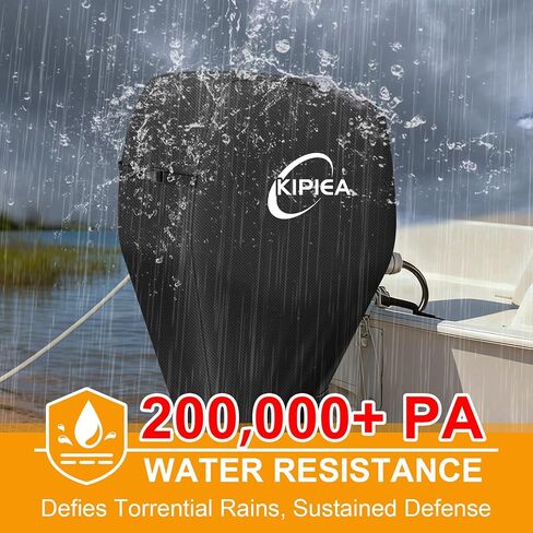 Kipiea 1300D Outboard Motor Cover Heavy Duty Waterproof, Trailerable Full Boat Engine Cover Anti UV, No Tears & No Fading, Boat Motor Cover Fit for Motor 115-150HP (100" Circumference x 75" Height) in Saudi Arabia