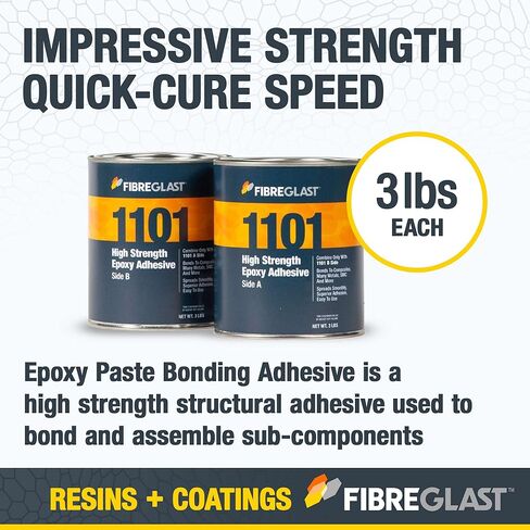 Fibre Glast Epoxy Paste & Hardener Kit, Industrial-Strength Bonding Adhesive, Gap Filler & Hole Plug, Waterproof & High Temperature, Made in USA, 1 Quart Kit in Saudi Arabia
