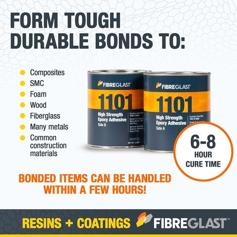 Fibre Glast Epoxy Paste & Hardener Kit, Industrial-Strength Bonding Adhesive, Gap Filler & Hole Plug, Waterproof & High Temperature, Made in USA, 1 Quart Kit in Saudi Arabia