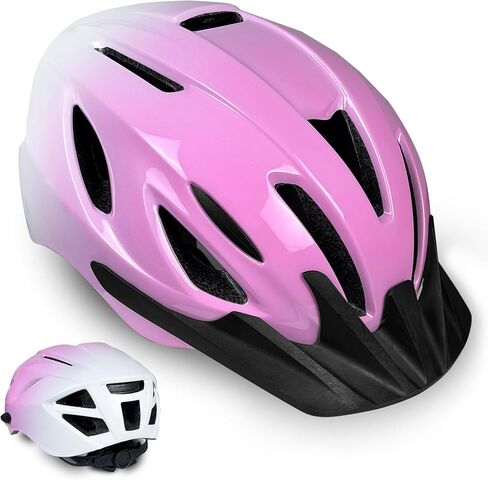 Bike Helmet Adult Women Men - Safety Certified Bicycle Helmet, 15 Vents, Adjustable Dial & Straps,Visor,Removable Liner,Lightweight for Commuting and Road Cycling(Pink,57–61cm) in Saudi Arabia