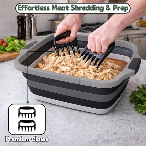 Large Collapsible BBQ Prep Tub with Locking Lid, Basket for Meal Prep, Marinating, Food Storage, Plastic Cutting Board, 16L, Black in Saudi Arabia