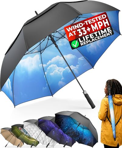 TUMELLA Golf Umbrella 62 Inch Windproof, Extra Large Auto Open, Double Canopy, Heavy Duty Rain Protection for Golf, Sports & Family Use, Wind Resistant & Tested 33+ MPH in Saudi Arabia