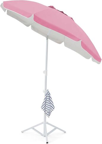 JEAREY 6.5ft Sun Shade Umbrellas, Portable Umbrella with Stand, Lightweight Sun Protection Free Standing Sport Umbrella for Outdoor Sports, Camping, Fishing, Patio, Beach, Yellow in Saudi Arabia