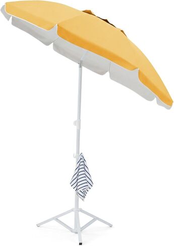JEAREY 6.5ft Sun Shade Umbrellas, Portable Umbrella with Stand, Lightweight Sun Protection Free Standing Sport Umbrella for Outdoor Sports, Camping, Fishing, Patio, Beach, Yellow in Saudi Arabia