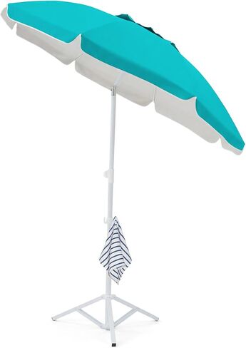 JEAREY 6.5ft Sun Shade Umbrellas, Portable Umbrella with Stand, Lightweight Sun Protection Free Standing Sport Umbrella for Outdoor Sports, Camping, Fishing, Patio, Beach, Yellow in Saudi Arabia