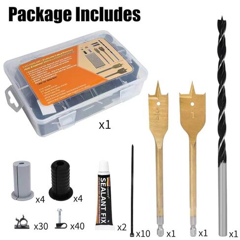 مجموعة توجيه كابل Starlink مع لقمة مثقاب لتقوية الأشياء بأسمائها الحقيقية مقاس 3/4 بوصة و5/16 بوصة و1 بوصة، وروابط الكابلات، وحلقات جلبة الجدار، ومجموعة تركيب كابل مشابك الحائط، لطبق Starlink Gen 2/3 وإعداد Mini Ethernet. in Kuwait