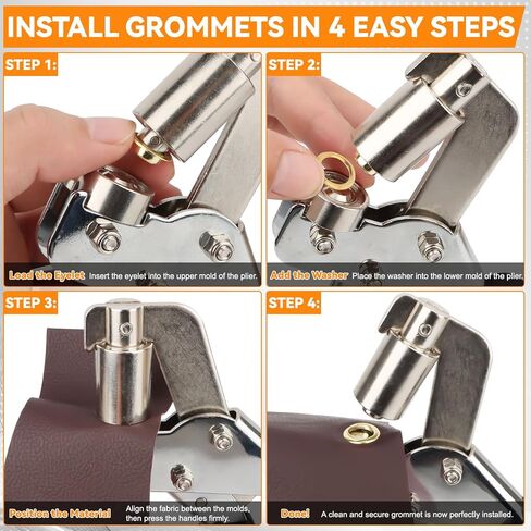 700 Sets 10mm (3/8") Grommet Kit, Gold & Silver Eyelets with Washers, Magnetic Lever Pliers for Canvas Tarps Leather Fabric, DIY Repair & Craft in Kuwait