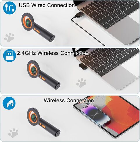 Diydeg Pet Chip Reader, EMID FDX B ISO11784 85 Compatible with USB 2.4G, Rechargeable 1800mAh Battery 72H Continuous Use, 1.44 Inch TFT Screen for Animal Marker Glass Digital Tag in Saudi Arabia