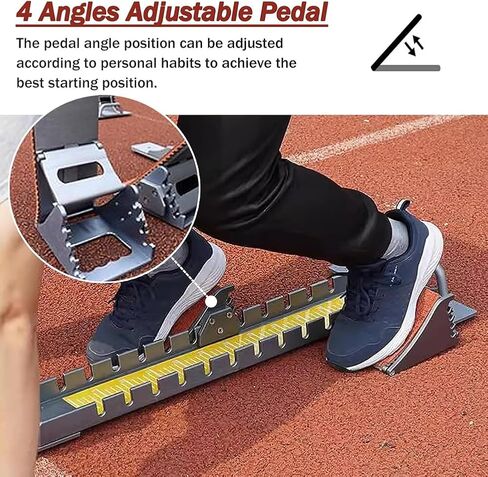 Adjustable Sports Starting Block with Aluminum Alloy Pedals, 6 Angle Settings for Track & Field Racing - Ideal for Plastic & Cinder Runways in Saudi Arabia