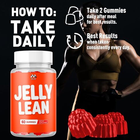 Jelly Lean Gummies، علكة Jelly Lean الرسمية مع جميع المكونات الطبيعية، تركيبة فيتامين الصحة والعافية المتقدمة من JellyLean، أقصى قدر من القوة النشطة لدعم نمط الحياة متعدد الفيتامينات (60 علكة) in Kuwait