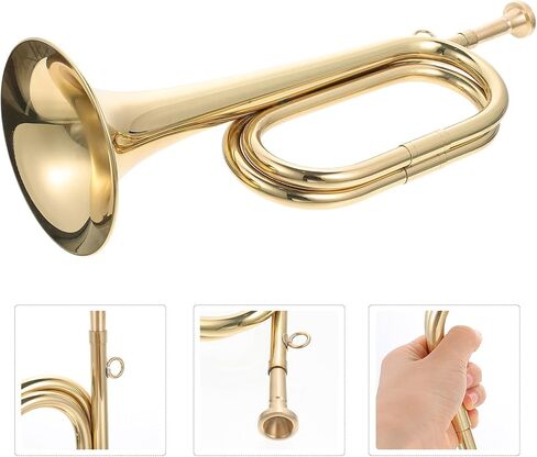 Military Bugle Trumpet Brass Horn Instrument for Beginners, Copper Alloy Beginner Bugle for School Band and Military Orchestra, in Saudi Arabia