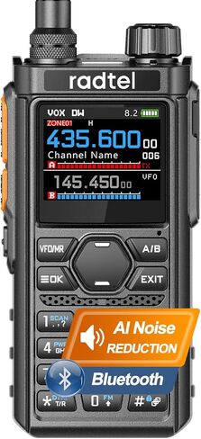RADTEL RT-910B 5W HAM BAND HAM RADIO HANDHELD Walkie Talkie ، 6 أمتار راديو هواة مع 960 قناة ، راديو AM/FM ثنائية الاتجاه ، شحن النوع C ، مسح الطيف (إصدار Bluetooth) in Kuwait
