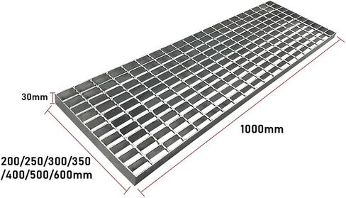 Heavy Duty Galvanized Steel Trench Drain Cover Grate - Non-Slip Rectangle Channel Grate for Outdoor Drainage, 1000x300x30mm, Durable Drainage Solution in Kuwait