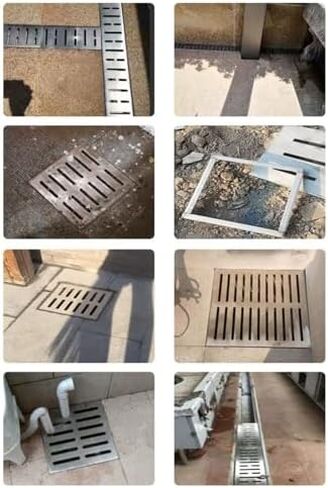 304 Stainless Steel Square Drain Grate with Frame, Heavy Duty Channel Grate for Rainwater, Garage Floor Strainer, Garden Gutter Catch Basin, 100x100x20mm in Kuwait