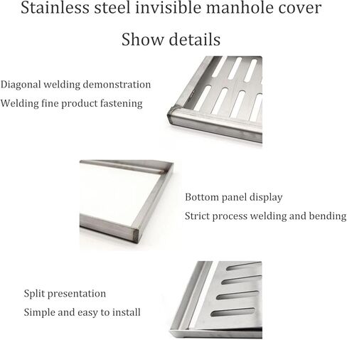 304 Stainless Steel Square Drain Grate with Frame, Heavy Duty Channel Grate for Rainwater, Garage Floor Strainer, Garden Gutter Catch Basin, 100x100x20mm in Kuwait