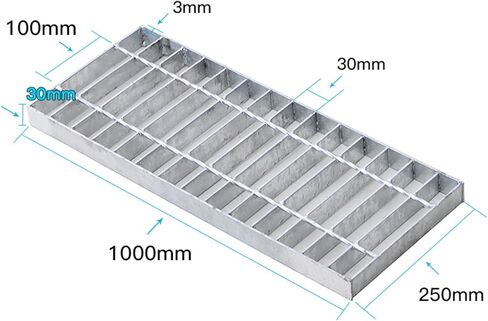 Heavy Duty Galvanized Steel Drain Grate - Durable Rainwater Strainer for Garage, Trench, Channel Drainage - Ideal for Parks, Roads, Lawns, Yards - 1000x250x30mm in Kuwait