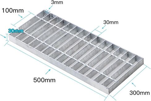 Premium Heavy-Duty Galvanized Steel Drain Grating Strainers - Durable Rainwater Channel Grate for Garage, Parks, Roads, Lawns & Yards, 500x300x30mm in Saudi Arabia