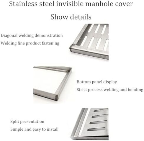 304 Stainless Steel Drain Grate with Frame - Heavy Duty Square Channel Grating for Rainwater Well Cover, Garage Floor Strainer, Garden Gutter Catch Basin, 300x300x30mm in Saudi Arabia
