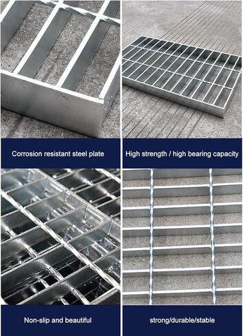 Galvanized Steel Drain Grate, Rectangular Rainwater Strainer Plate for Floor & Garage, Durable Sewer Grille Cover, 50x25x2CM Outdoor Channel Drainage Solution in Saudi Arabia