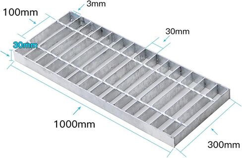 Heavy Duty Galvanized Steel Drain Grate – Durable Rainwater Strainer & Sewer Cover for Garage Trench Drainage, Ideal for Parks, Roads, Lawns & Yards, 1000x300x30mm in Kuwait
