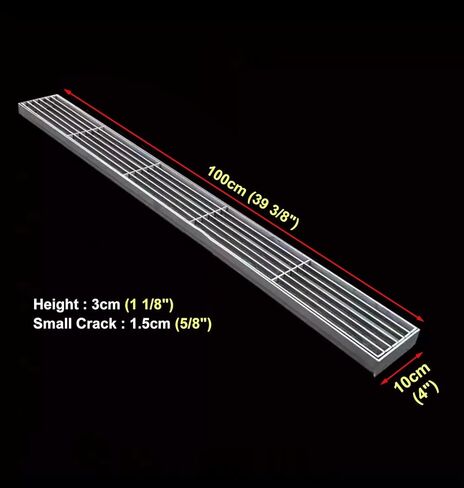 Heavy Duty 304 Stainless Steel Bar Grating for Garden/Yard Drainage, Metal Rain Gutter Grate Plate, 100x10cm (39.4x3.9in) Sewer/Channel Cover in Kuwait