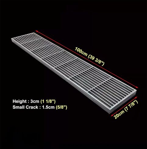 304 Stainless Steel Heavy Duty Grate Plate for Garden Drainage, Metal Bar Grating for Rain Gutter, 100x20cm (39.4x7.9in) Sewer/Channel Cover in Kuwait